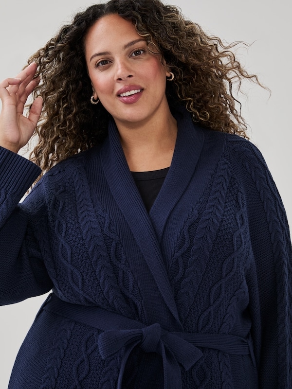 Cardigan à mailles torsadées Femmes+ - Marine foncé