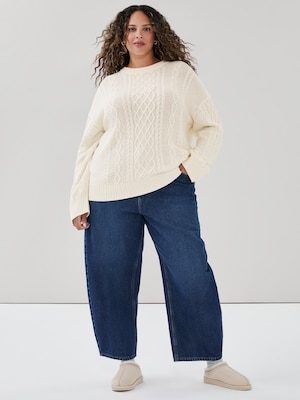 Women+ Cable Knit Sweater - Cream