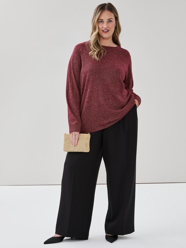 Women+ Shimmery Sweater - Dark Red