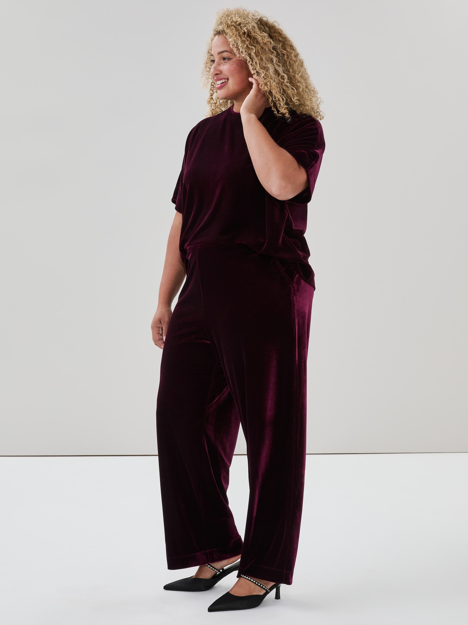Pantalon à jambe large en velours Femmes+