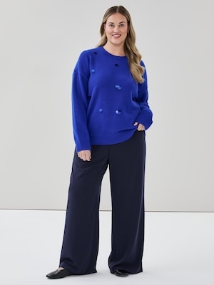 Women+ Sequin Embellished Sweater - Blue