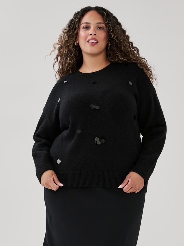 Chandail enjolivé à paillettes Femmes+ - Noir JF