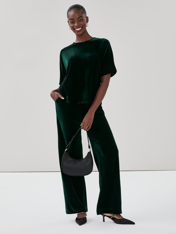 Velvet Boxy Top - Green