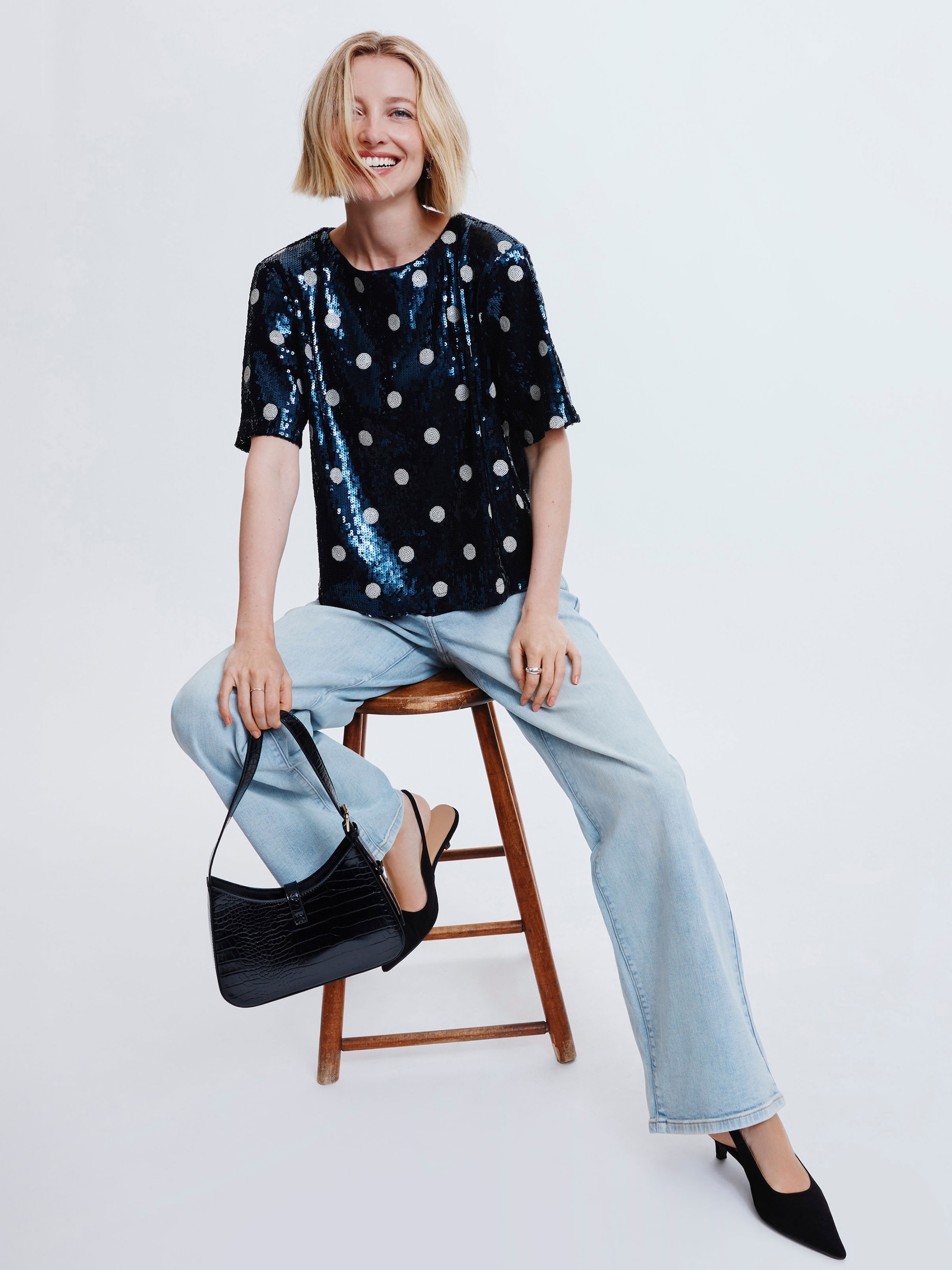 Sequin Short Sleeve Top