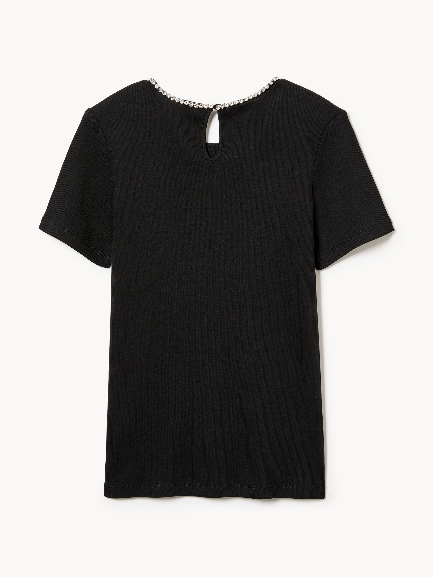 Ribbed Embellished Necklace Top