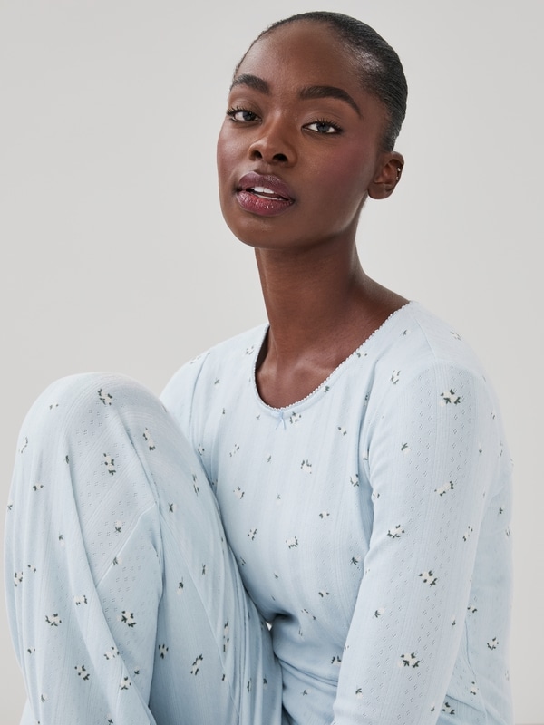 Pointelle Sleep Top - Light Blue