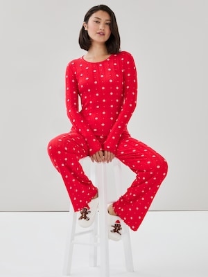 Haut de nuit en pointelle - Rouge Vif