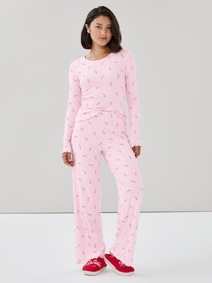 Pantalon de nuit en pointelle - Rose Pâle