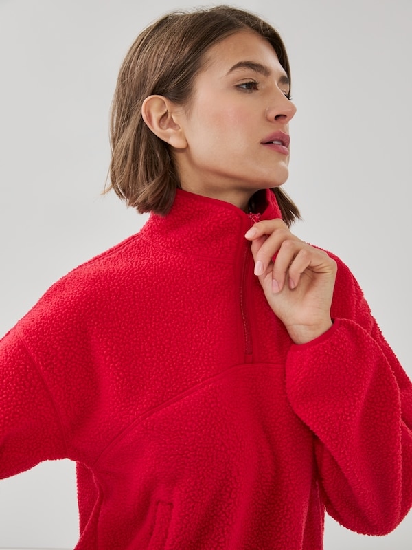 Active Teddy Fleece Half-Zip Pullover - Red
