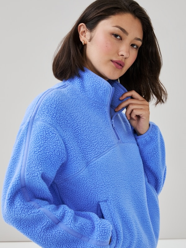 Active Teddy Fleece Half-Zip Pullover - Bright Blue