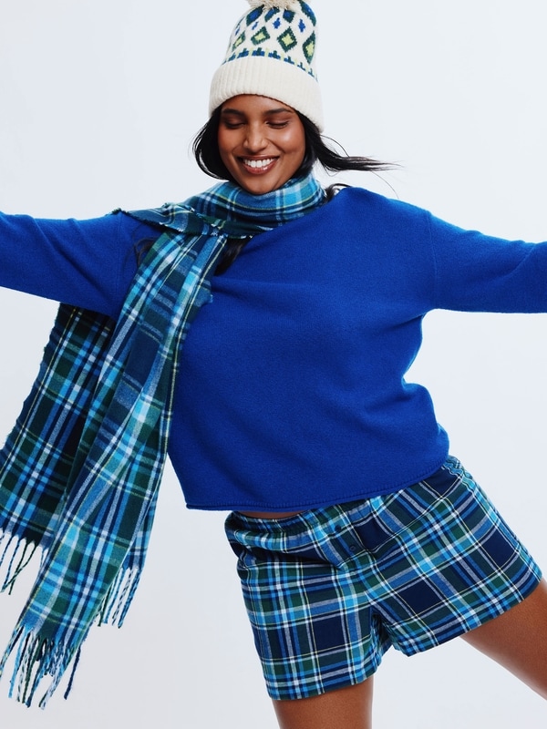 Plaid Scarf - Navy
