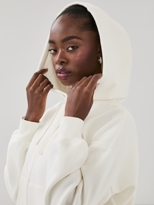Active Fuzzy Fleece Zip-Up Hoodie - Off White