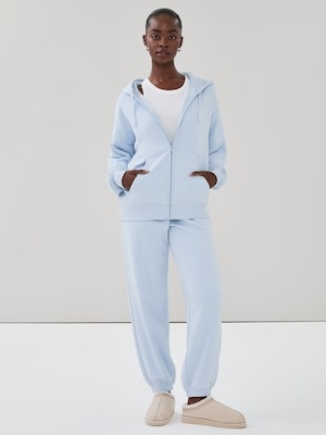 Active Fuzzy Fleece Zip-Up Hoodie - Light Blue
