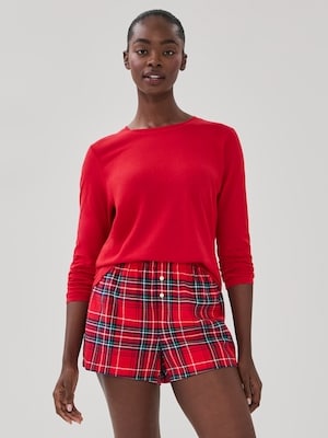 Flannel Sleep Short - Red