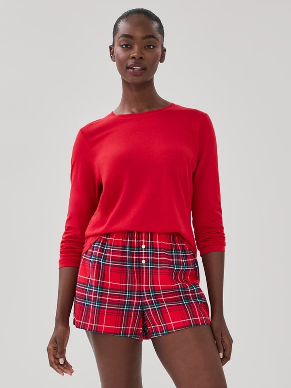 Flannel Sleep Short - Red