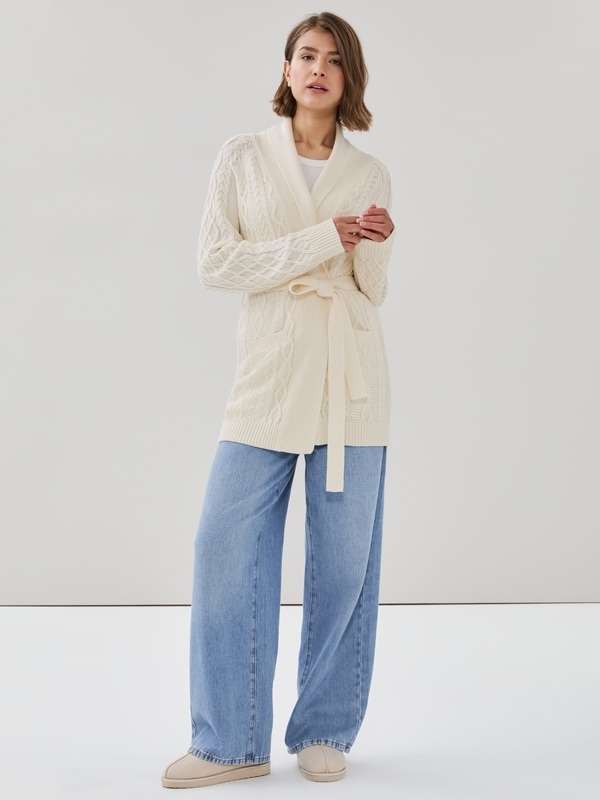 Cable Knit Cardigan - Cream