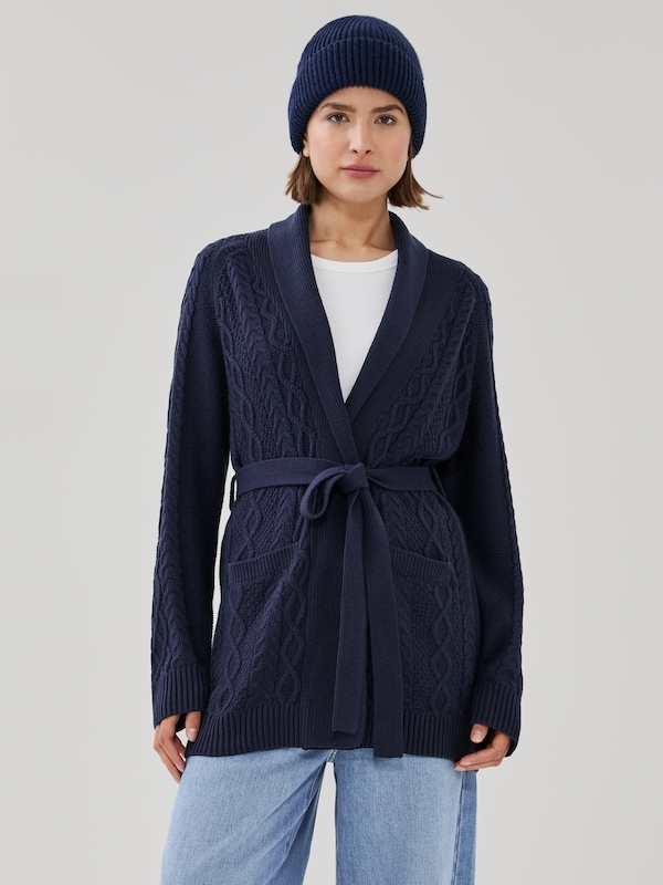 Cable Knit Cardigan - Dark Navy