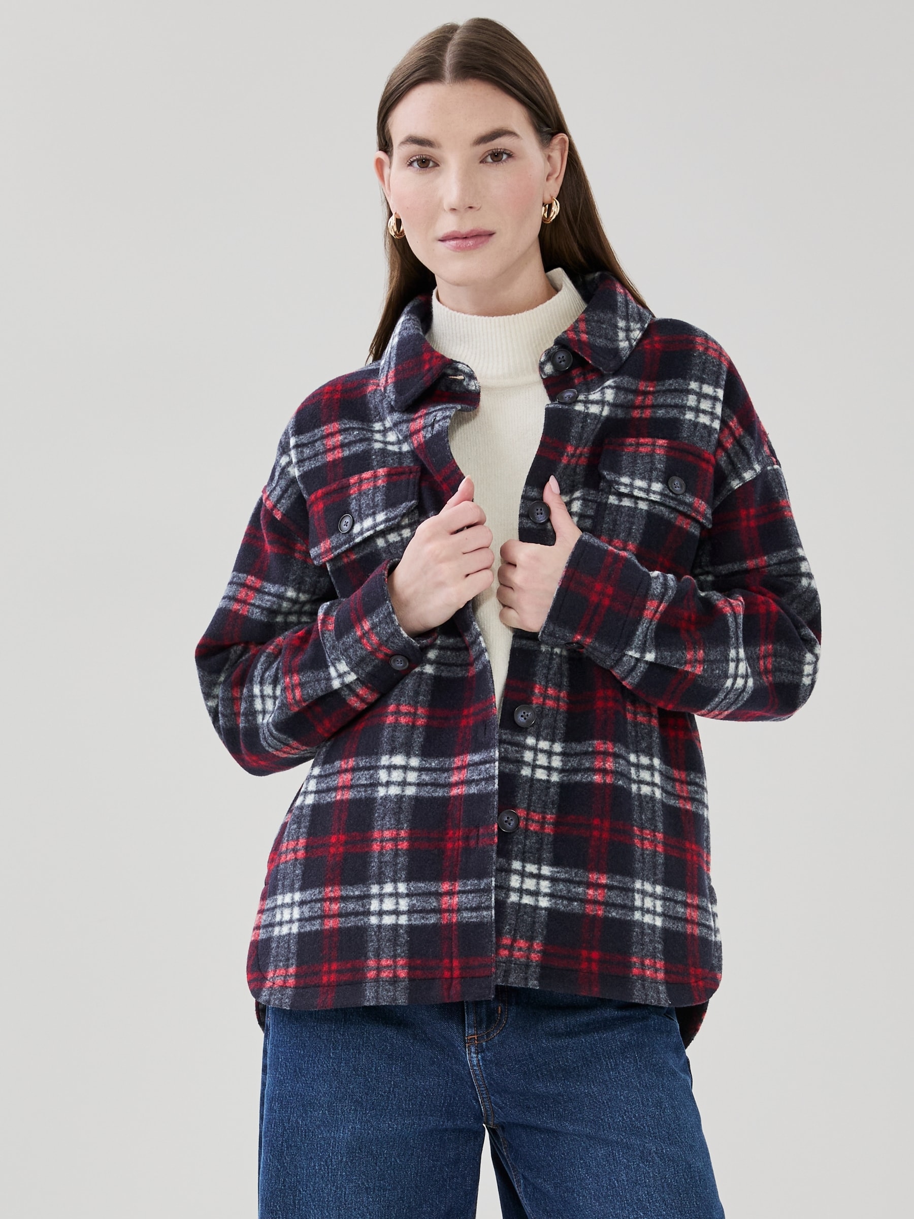 Melton Plaid Overshirt