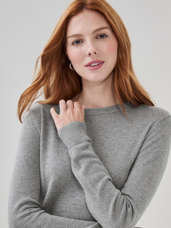 Chandail en tricot en coton et cachemire - Mélange De Gris