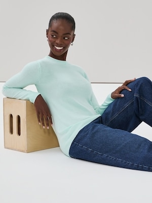 Cotton Cashmere Sweater - Aqua