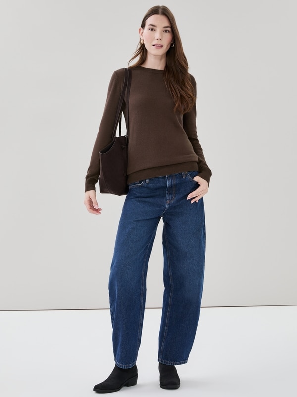 Chandail en tricot en coton et cachemire - Brun Foncé