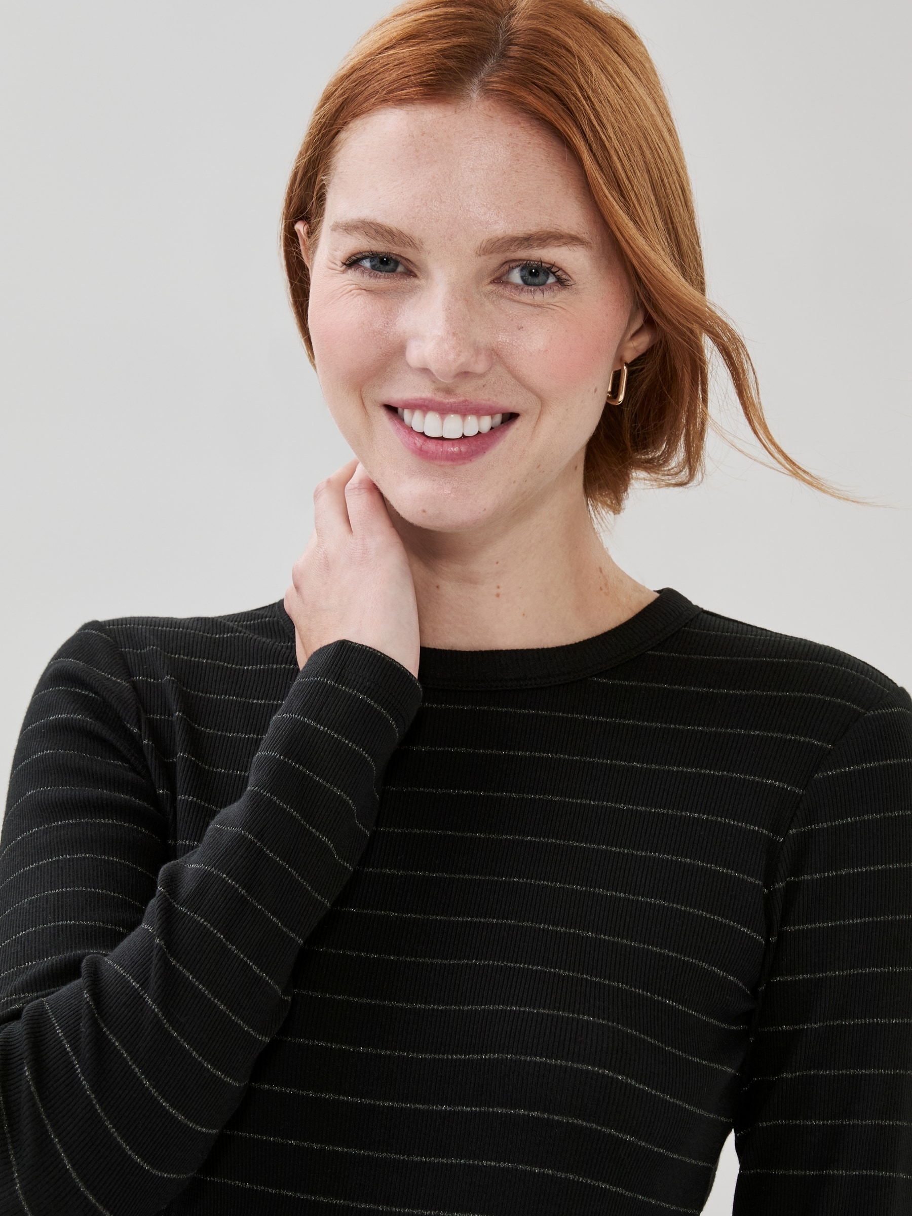 Ribbed Striped Long Sleeve Top