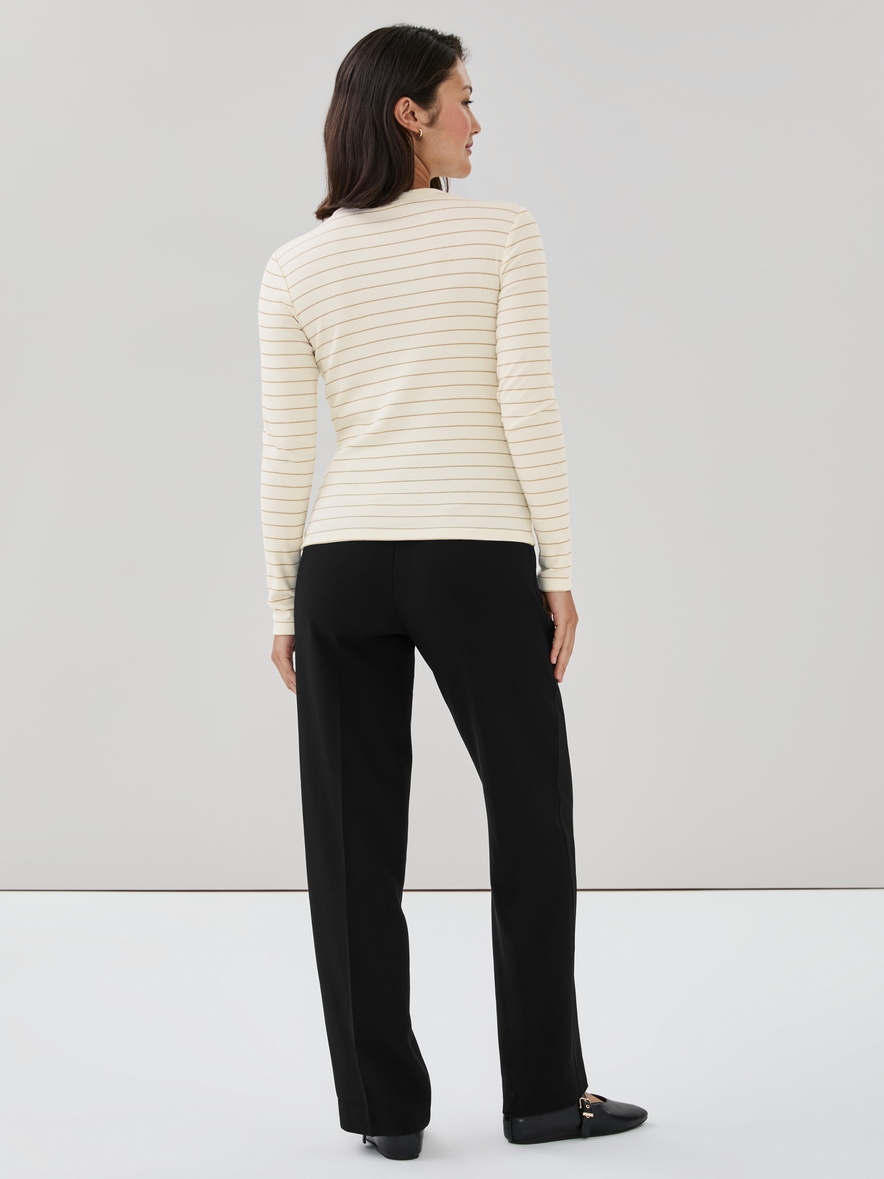 Ribbed Striped Long Sleeve Top