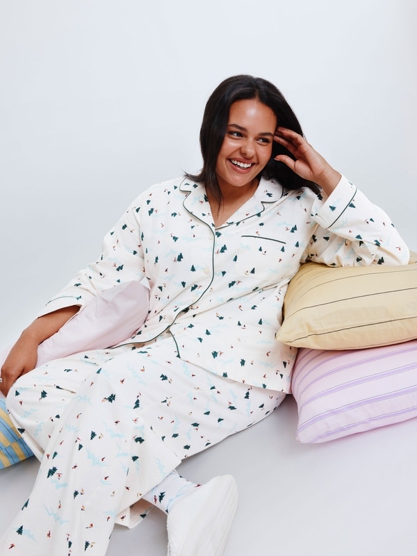 Pyjama des Fêtes en flanelle - Crème