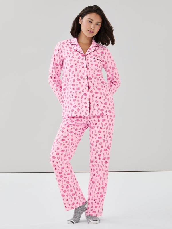 Flannel Holiday Sleep Set - Light Pink