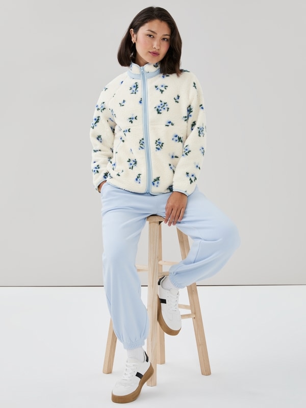 Teddy Fleece Zip-Up Jacket - Off White