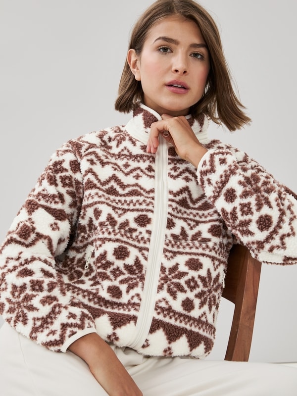 Teddy Fleece Zip-Up Jacket - Umber