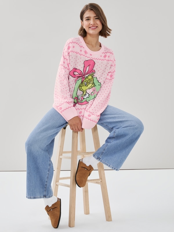 Chandail en tricot Le Grincheux - Rose pâle