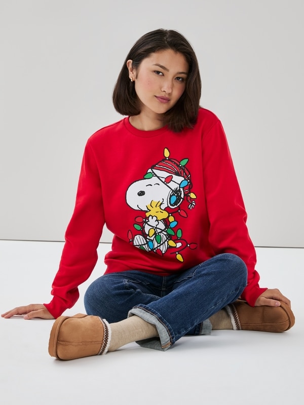 Chandail en molleton Snoopy de Peanuts - Rouge Vif