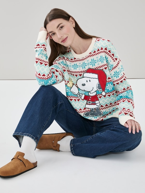 Peanuts Snoopy Holiday Sweater - Off White