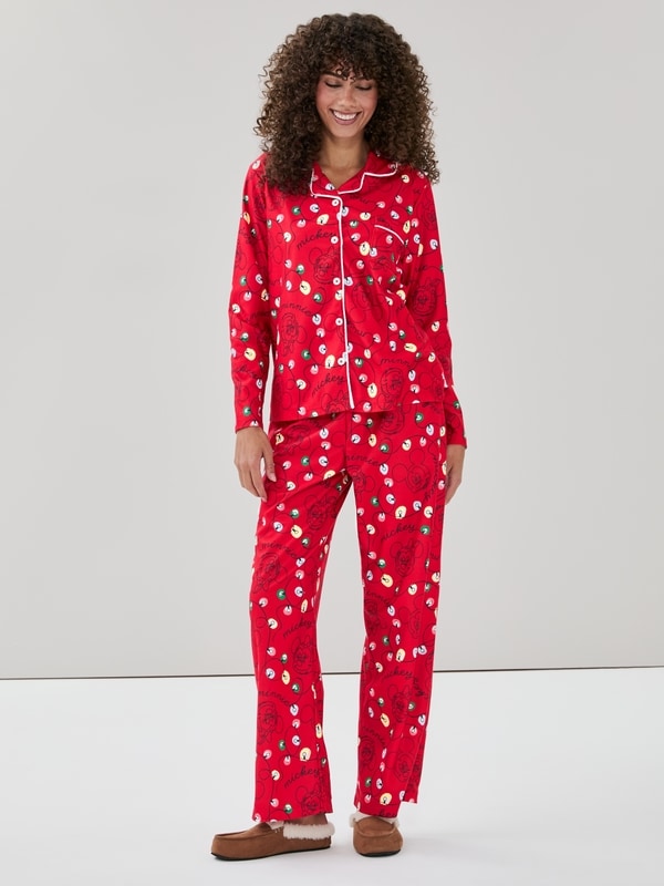 Disney Mickey and Minnie Mouse Holiday Sleep Set - Red