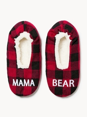 Buffalo Plaid Slipper Socks - Red