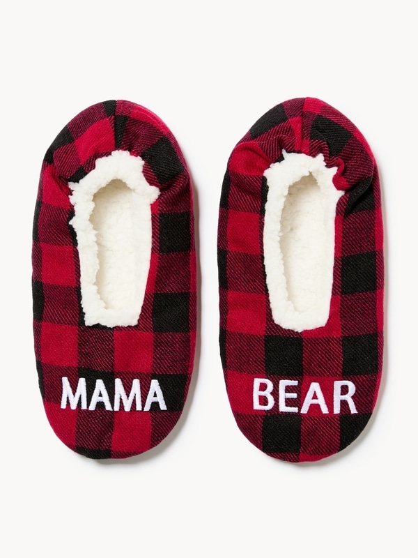 Buffalo Plaid Slipper Socks - Red