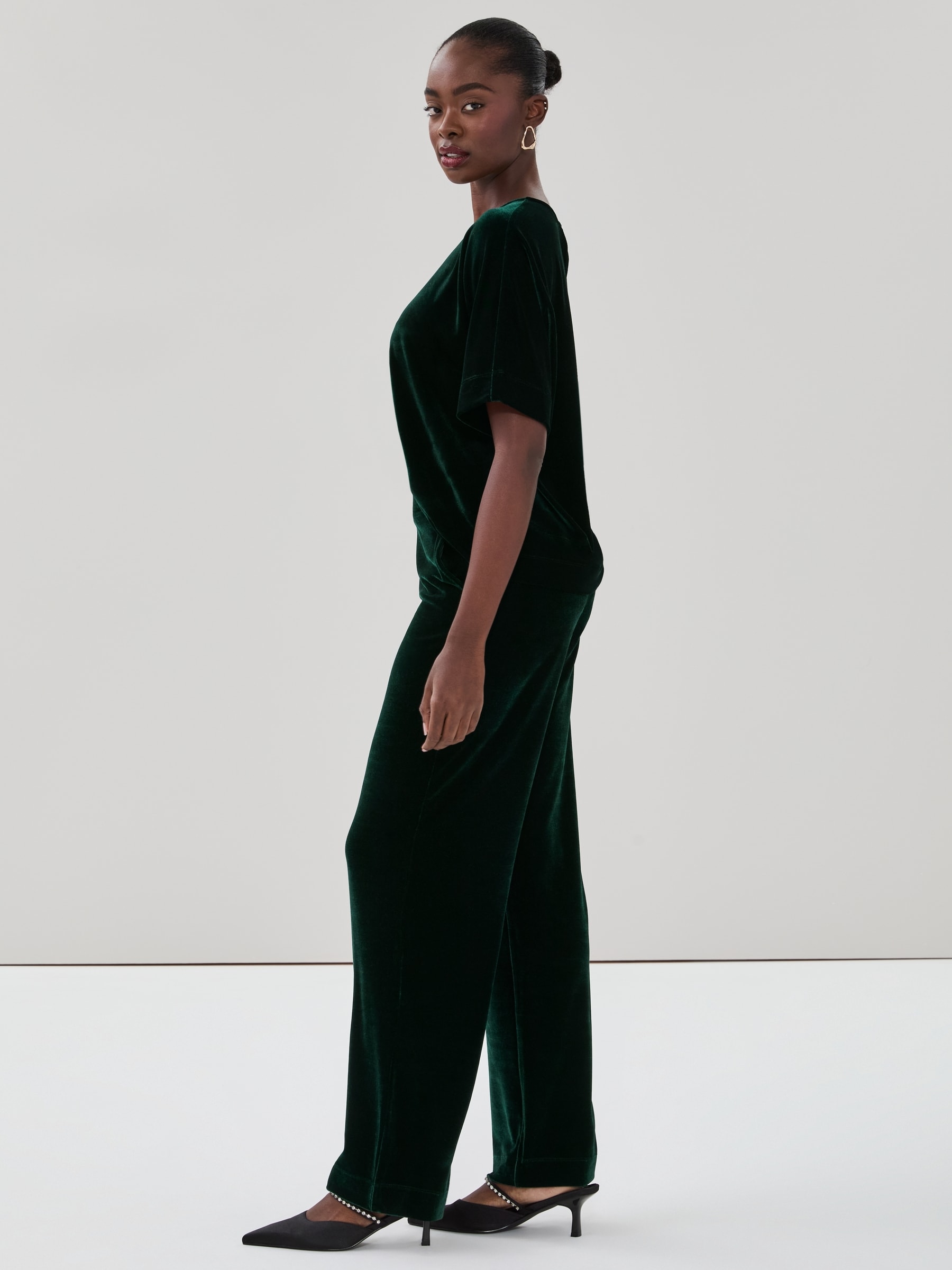 Pantalon à jambe large en velours