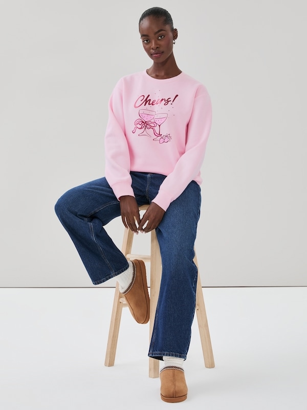 Festive Sweatshirt - Light Pink