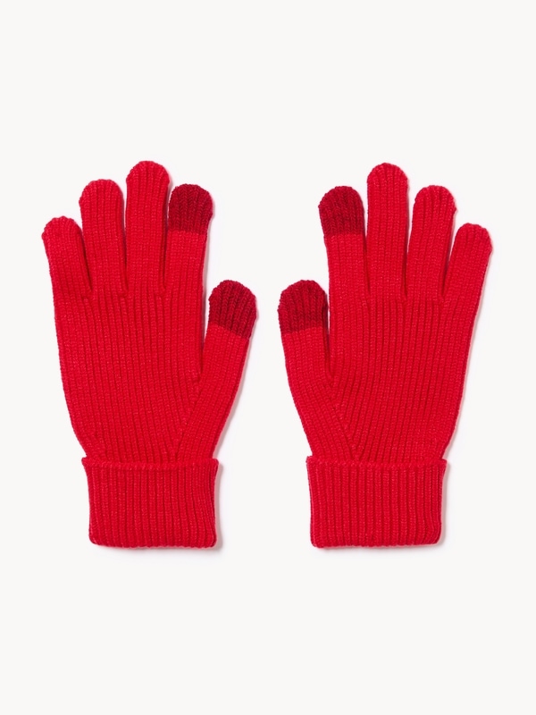 Gants en tricot côtelé - Rouge