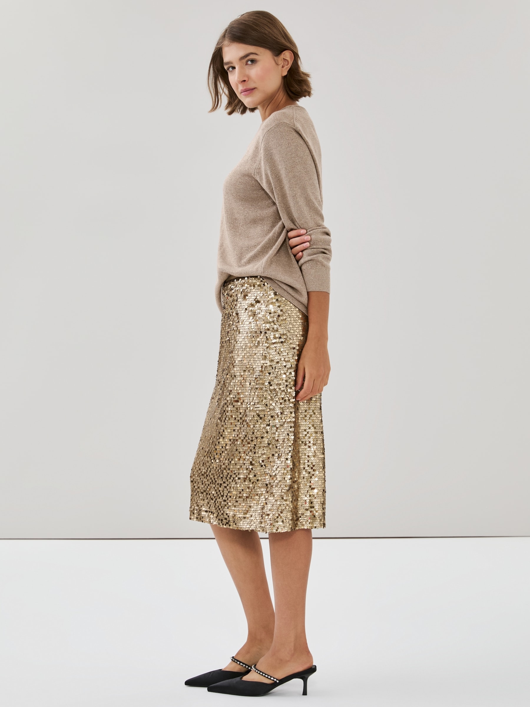 Jupe midi à paillettes