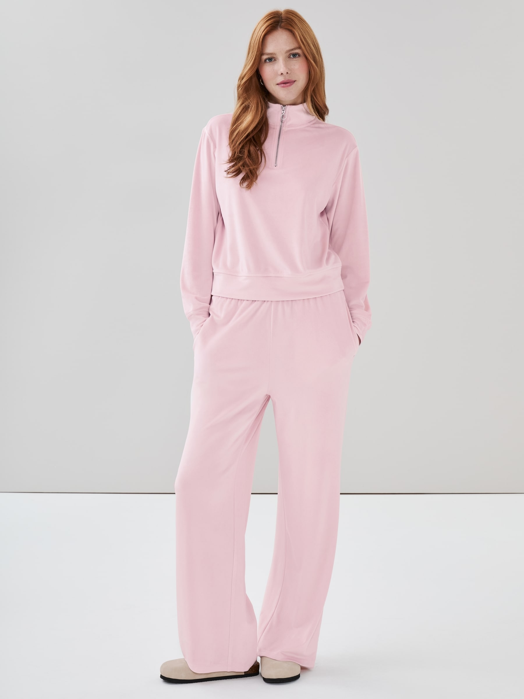 Velour Quarter-Zip Pullover