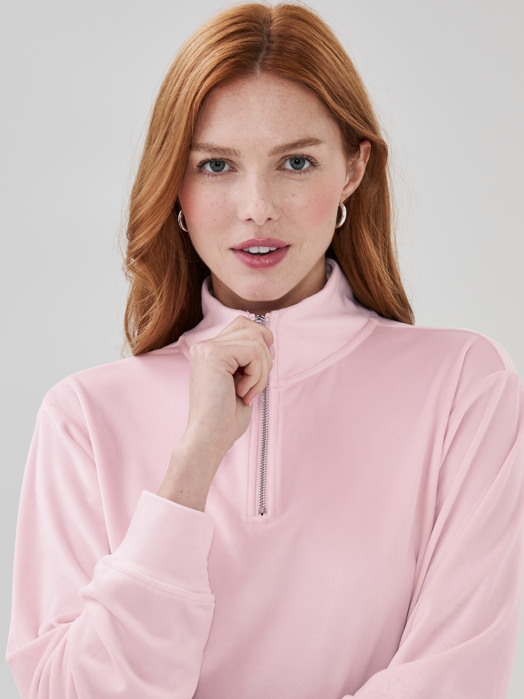 Velour Quarter-Zip Pullover