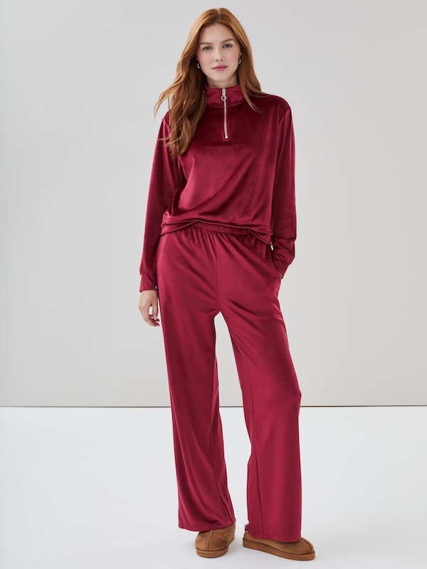 Velour Pant - Dark Red