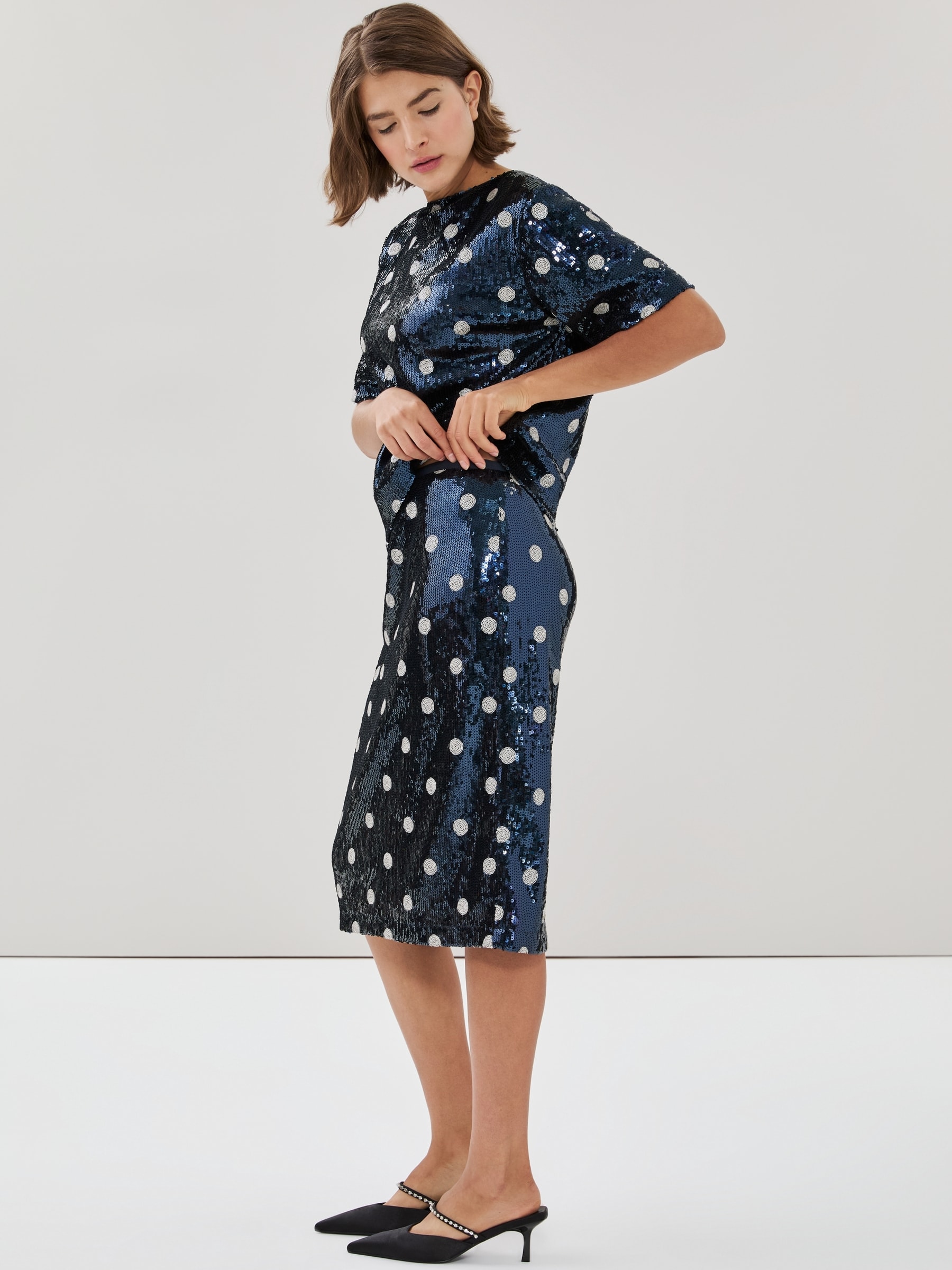 Jupe midi à paillettes