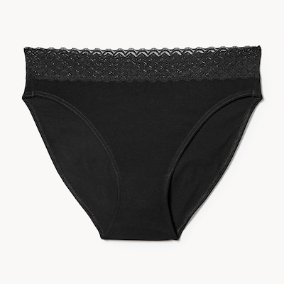 Culotte à taille haute en dentelle de coton - Noir