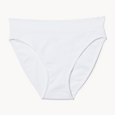 Culotte à taille haute en dentelle de coton - Blanc