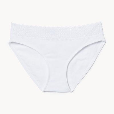Culotte bikini en dentelle de coton - Blanc