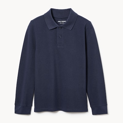 Polo d’uniforme à manches longues pour garçons - Marine foncé