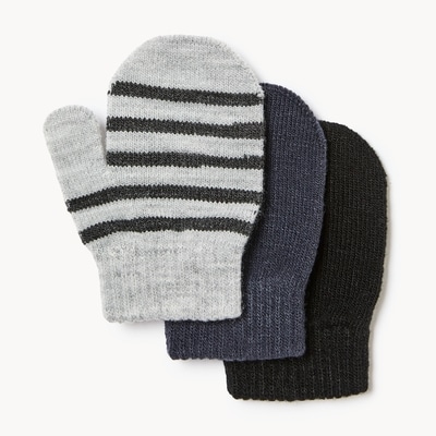 Ens. de 3 paires de mitaines pour petits garçons - Mélange De Gris Pâle